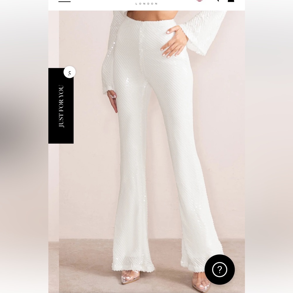 White sequin pants